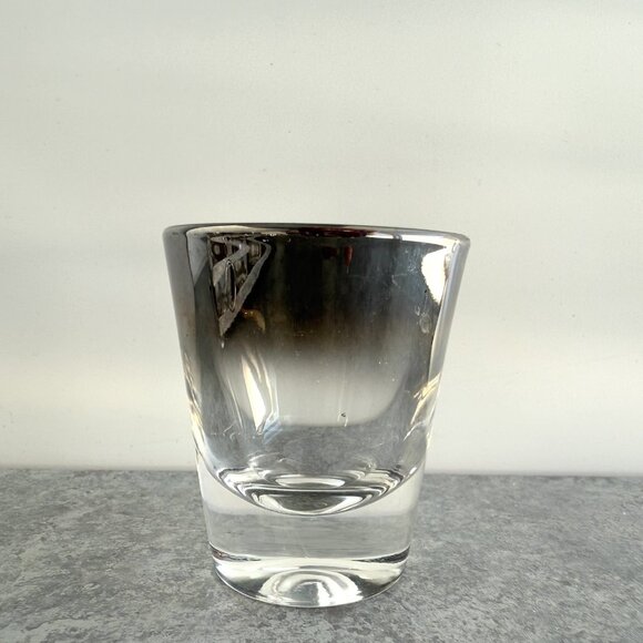 Vintage Silver Fade 8 Shot Glasses w/ Carrier Caddy MCM Barware - Picture 15 of 16
